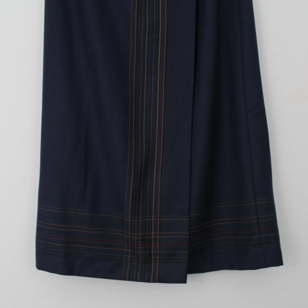 Pendleton Solid Navy Blue Long Plaid Stripe Skirt - image 4